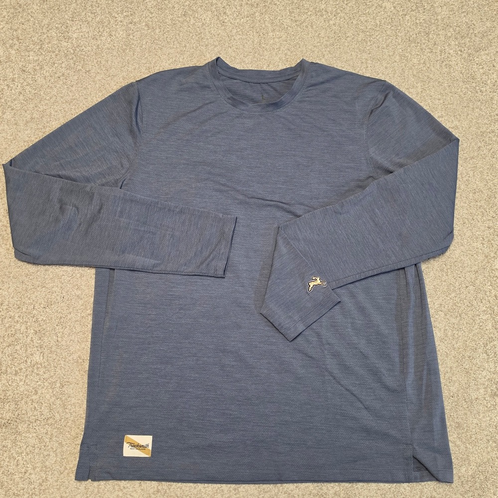 Tracksmith Session Long Sleeve Running Shirt Mens Large Blue Heather Training